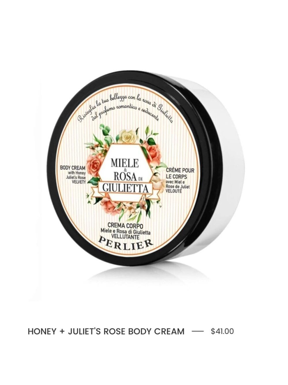 NEW Perlier Miele & Rosa di Giulietta Body Cream 6.7 oz
